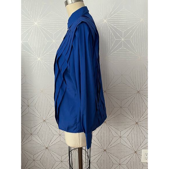 Vintage 1980's Panther bold statement pleated blouse with shoulder pads sz 11/12 - Picture 3 of 16